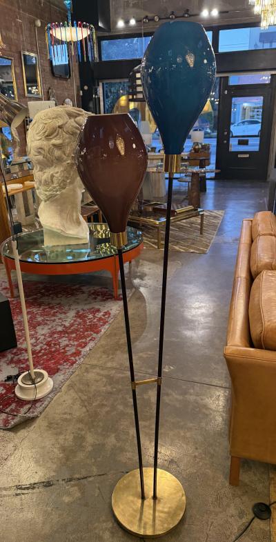  Stilnovo Stilnovo Floor Lamp with Two Incamiciati Glass Shades Italy 1950s 1960s