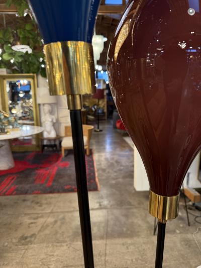  Stilnovo Stilnovo Floor Lamp with Two Incamiciati Glass Shades Italy 1950s 1960s