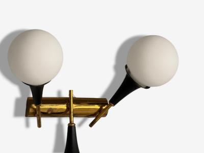  Stilnovo Stilnovo Italian Mid Century Modern Brass Glass Three Light Sconce 1950s