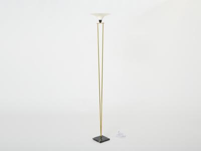  Stilnovo Stilnovo Italian brass and opaline floor lamp marble base 1960s