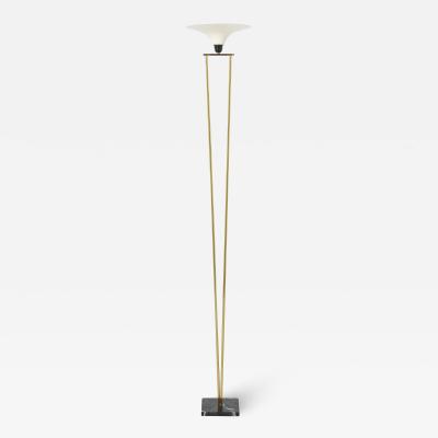  Stilnovo Stilnovo Italian brass and opaline floor lamp marble base 1960s