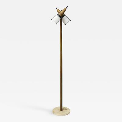  Stilnovo Stilnovo MidCentury Floor Lamp in brass marble and opaline glass 1950s