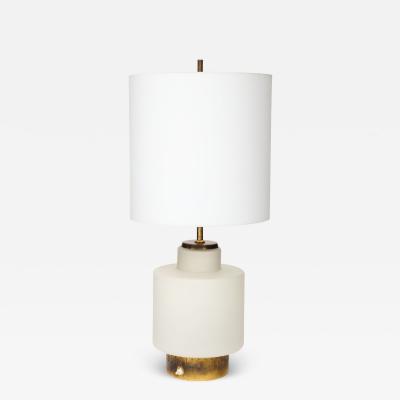  Stilnovo Stilnovo Opaline Brass Lamp with Parchment Shade Italy c 1950s