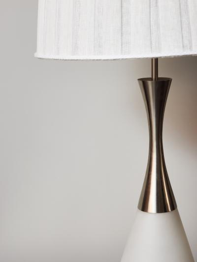  Stilnovo Stilnovo Opaline Glass and Brushed Steel Table Lamp