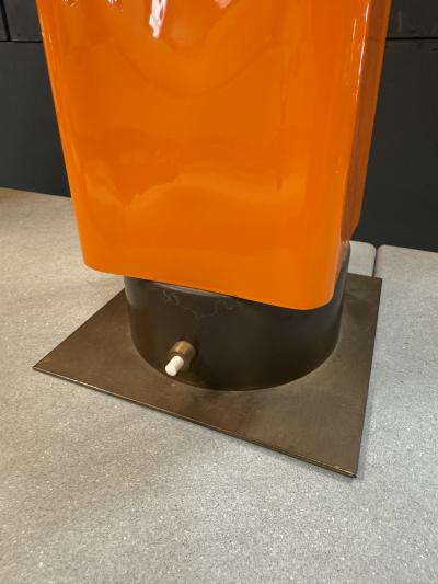  Stilnovo Stilnovo Orange Enamel Table Lamp with Custom Shade Italy 1970s
