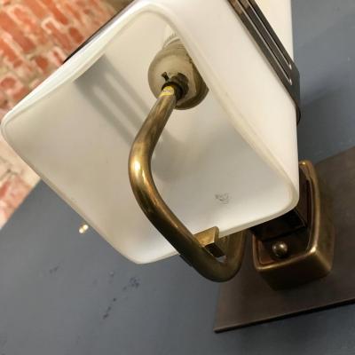  Stilnovo Stilnovo Single Sconce in Opaline Glass and Brass Band 1950s