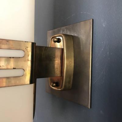  Stilnovo Stilnovo Single Sconce in Opaline Glass and Brass Band 1950s