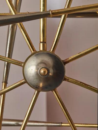  Stilnovo Stilnovo Sputnik Six Arms Brass Chandelier Italy 1960s