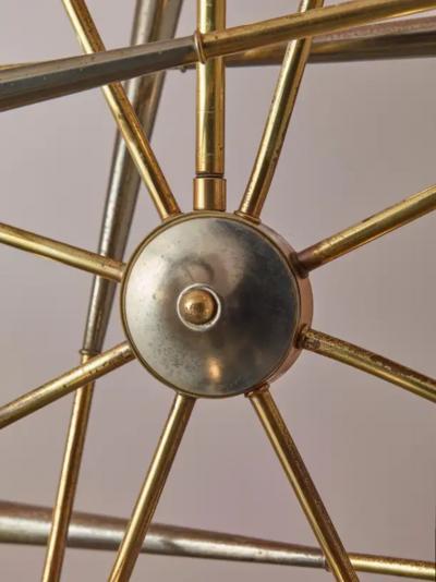  Stilnovo Stilnovo Sputnik Six Arms Brass Chandelier Italy 1960s