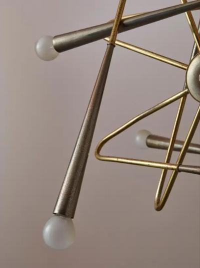  Stilnovo Stilnovo Sputnik Six Arms Brass Chandelier Italy 1960s