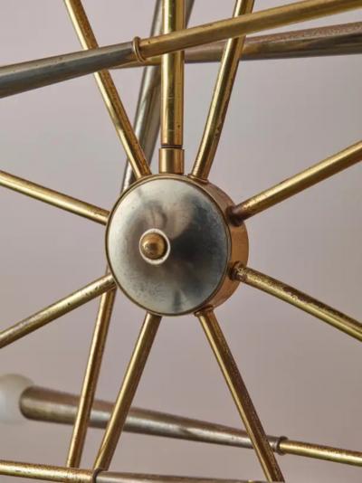  Stilnovo Stilnovo Sputnik Six Arms Brass Chandelier Italy 1960s