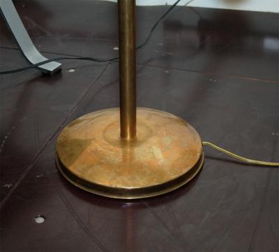  Stilnovo Stilnovo Style Italian Brass Floor Lamp with Green Shade