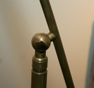  Stilnovo Stilnovo Style Italian Brass Floor Lamp with Green Shade