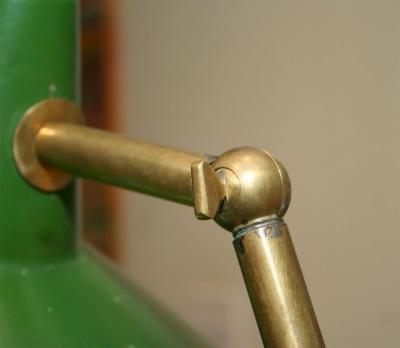  Stilnovo Stilnovo Style Italian Brass Floor Lamp with Green Shade