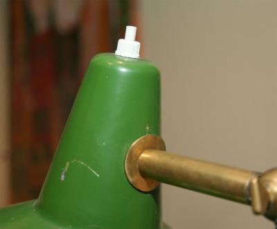  Stilnovo Stilnovo Style Italian Brass Floor Lamp with Green Shade