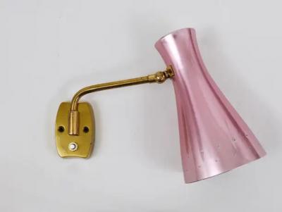  Stilnovo Stilnovo Style Pair Articulating Conical Brass Sconces Wall Lights Italy 1950s