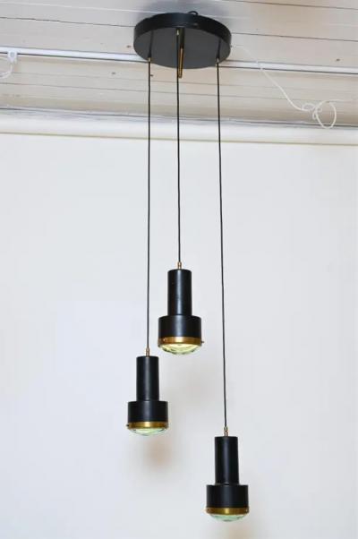  Stilnovo Stilnovo Three Light Faceted Glass Chandelier