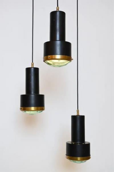  Stilnovo Stilnovo Three Light Faceted Glass Chandelier