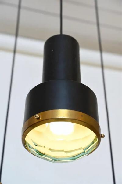  Stilnovo Stilnovo Three Light Faceted Glass Chandelier