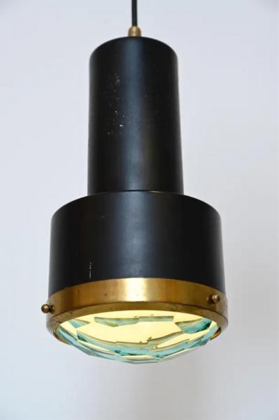  Stilnovo Stilnovo Three Light Faceted Glass Chandelier