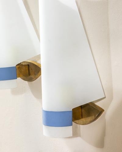  Stilnovo Stilnovo Wall Sconces Brass and Metal with Plexiglas Diffusers 1950