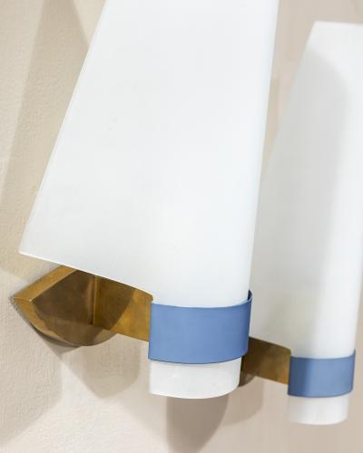  Stilnovo Stilnovo Wall Sconces Brass and Metal with Plexiglas Diffusers 1950
