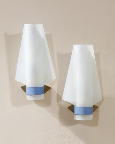  Stilnovo Stilnovo Wall Sconces Brass and Metal with Plexiglas Diffusers 1950
