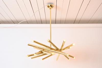  Stilnovo Stilnovo brass 18 light chandelier c1960