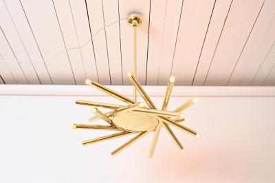  Stilnovo Stilnovo brass 18 light chandelier c1960