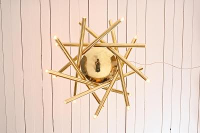  Stilnovo Stilnovo brass 18 light chandelier c1960