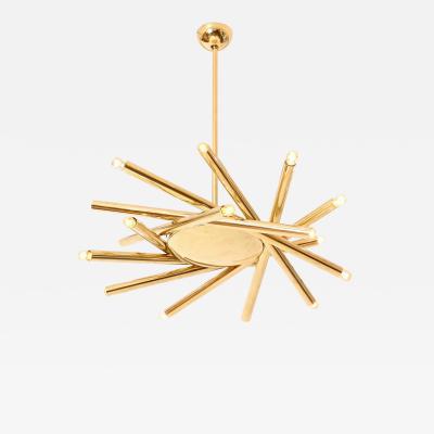  Stilnovo Stilnovo brass 18 light chandelier c1960