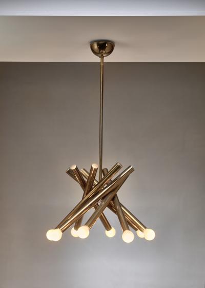  Stilnovo Stilnovo brass chandelier with 8 arms Italy
