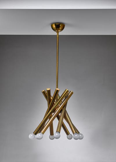  Stilnovo Stilnovo brass chandelier with 8 arms Italy