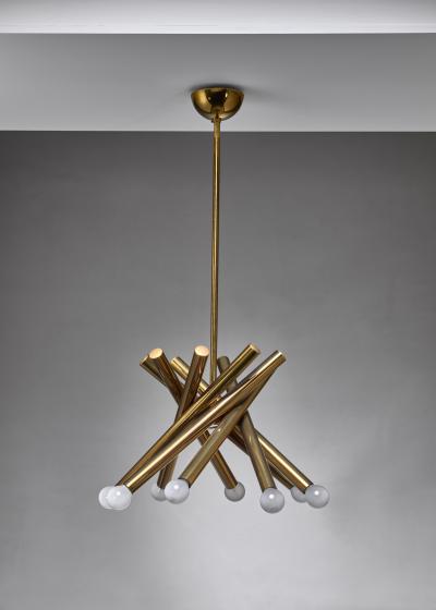 Stilnovo Stilnovo brass chandelier with 8 arms Italy