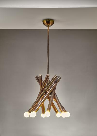  Stilnovo Stilnovo brass chandelier with 8 arms Italy