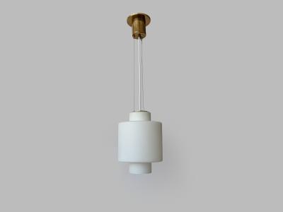  Stilnovo Stilnovo ceiling pendant in opaline glass and brass Italy 1960s