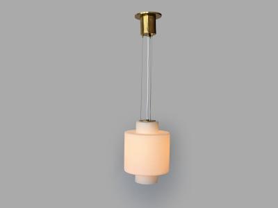  Stilnovo Stilnovo ceiling pendant in opaline glass and brass Italy 1960s