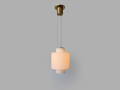  Stilnovo Stilnovo ceiling pendant in opaline glass and brass Italy 1960s
