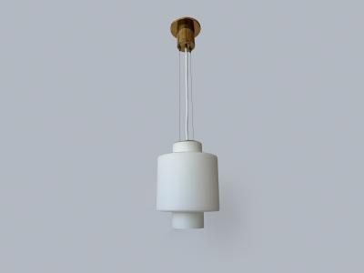  Stilnovo Stilnovo ceiling pendant in opaline glass and brass Italy 1960s