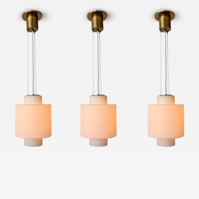  Stilnovo Stilnovo ceiling pendant in opaline glass and brass Italy 1960s