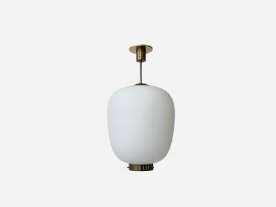  Stilnovo Stilnovo ceiling pendant in opaline glass and brass Italy circa 1960s