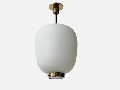  Stilnovo Stilnovo ceiling pendant in opaline glass and brass Italy circa 1960s