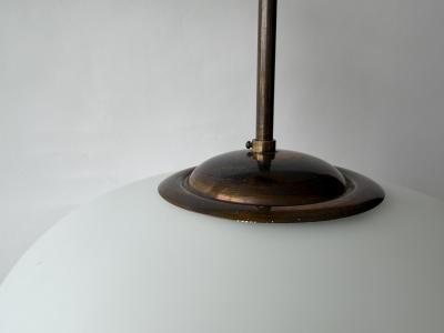 Stilnovo Stilnovo ceiling pendant in opaline glass and brass Italy circa 1960s