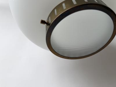  Stilnovo Stilnovo ceiling pendant in opaline glass and brass Italy circa 1960s