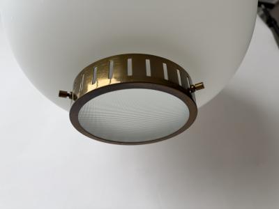 Stilnovo Stilnovo ceiling pendant in opaline glass and brass Italy circa 1960s