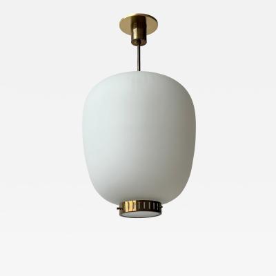  Stilnovo Stilnovo ceiling pendant in opaline glass and brass Italy circa 1960s