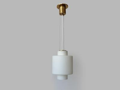  Stilnovo Stilnovo ceiling pendant in opaline glass and brass Italy circa 1960s