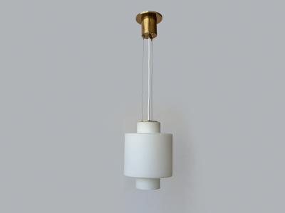  Stilnovo Stilnovo ceiling pendant in opaline glass and brass Italy circa 1960s