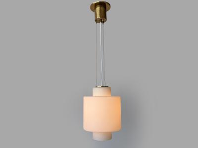  Stilnovo Stilnovo ceiling pendant in opaline glass and brass Italy circa 1960s