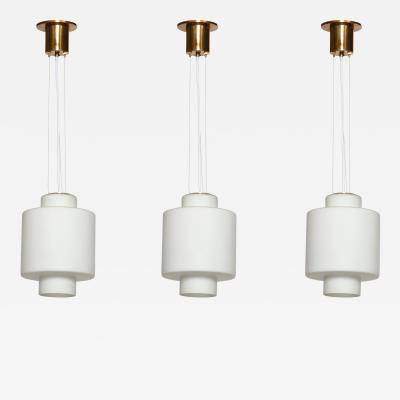  Stilnovo Stilnovo ceiling pendant in opaline glass and brass Italy circa 1960s